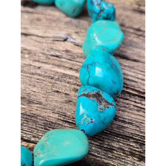 Vintage SX 925 Sterling Silver Thailand Graduated Turquoise Necklace 20" - Picture 5 of 10